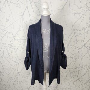 Bellambra Navy 100% Linen Open Front Cardigan